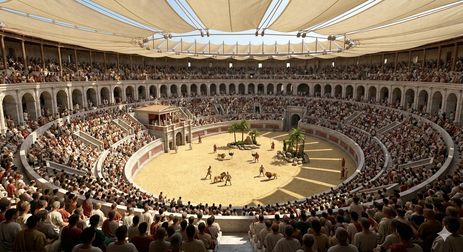 Koloseum Řím – aréna a stupňovité hlediště v původní podobě