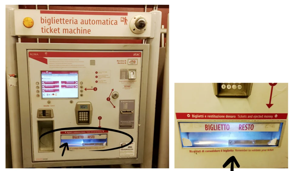 Ukázka fotonávodu z průvodce: automat na jízdenky římské MHD.